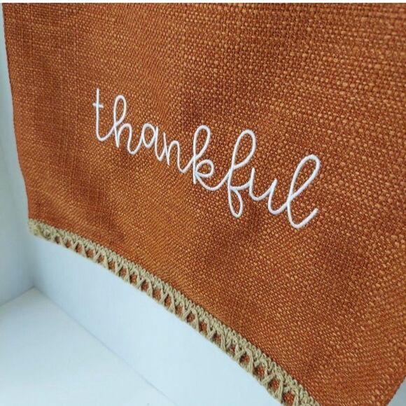 Autumn Thanksgiving Reversible Embroidered Plaid Table Runner - Picture 5 of 8